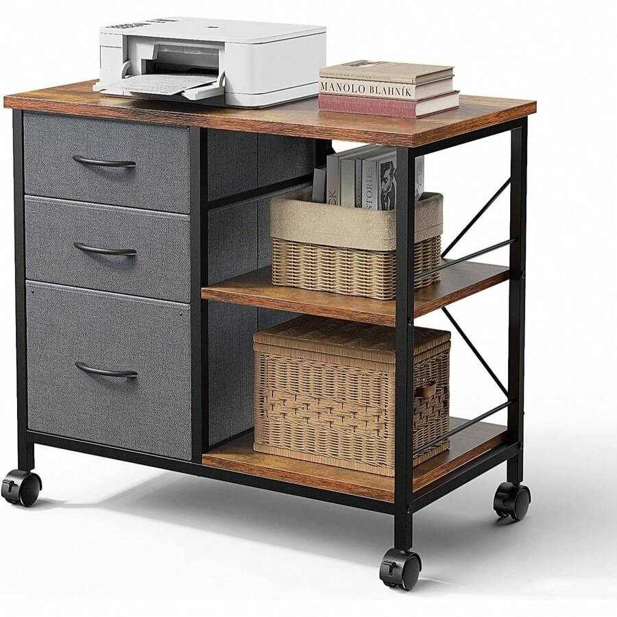 Printer Stand - Lemari Arsip Bergerak 3-Tingkat Sweetcrispy, Meja