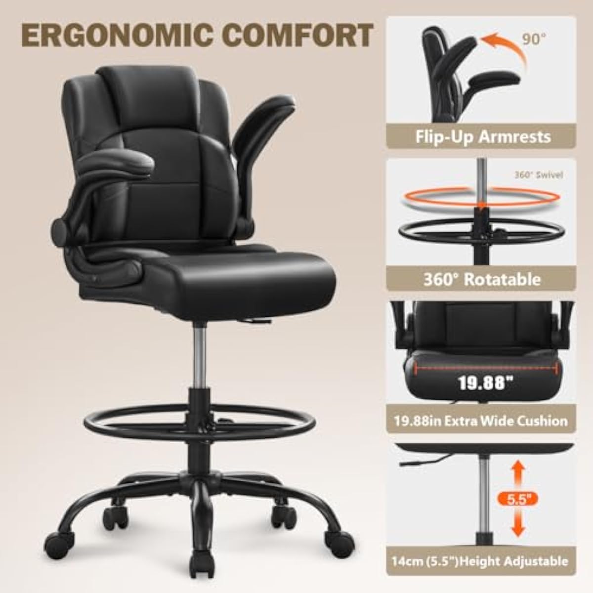 Bangku Tinggi Ergonomis untuk  - Standing Desk ulasan dan harga